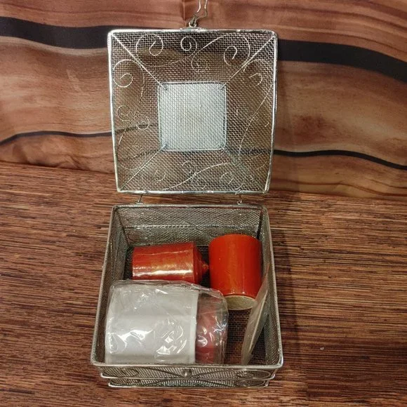 Things Remembered Silver Trinket Metal Box & Red Candle Set in Original Box - Picture 2 of 4
